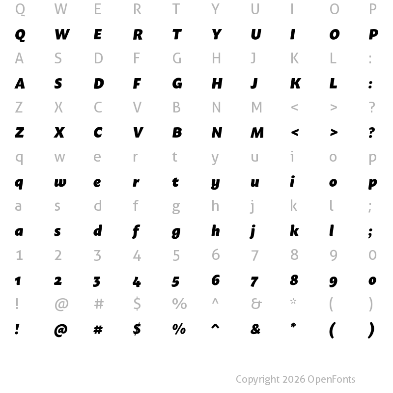 Character Map of Macho Black Italic