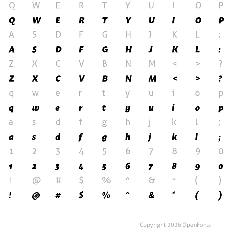 Character Map of Macho ExtraBold Italic