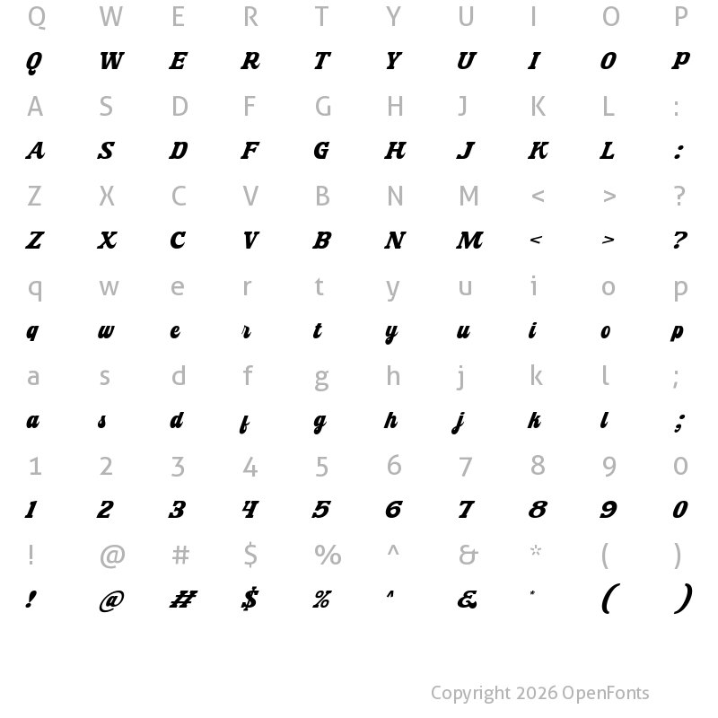 Character Map of Machton Regular