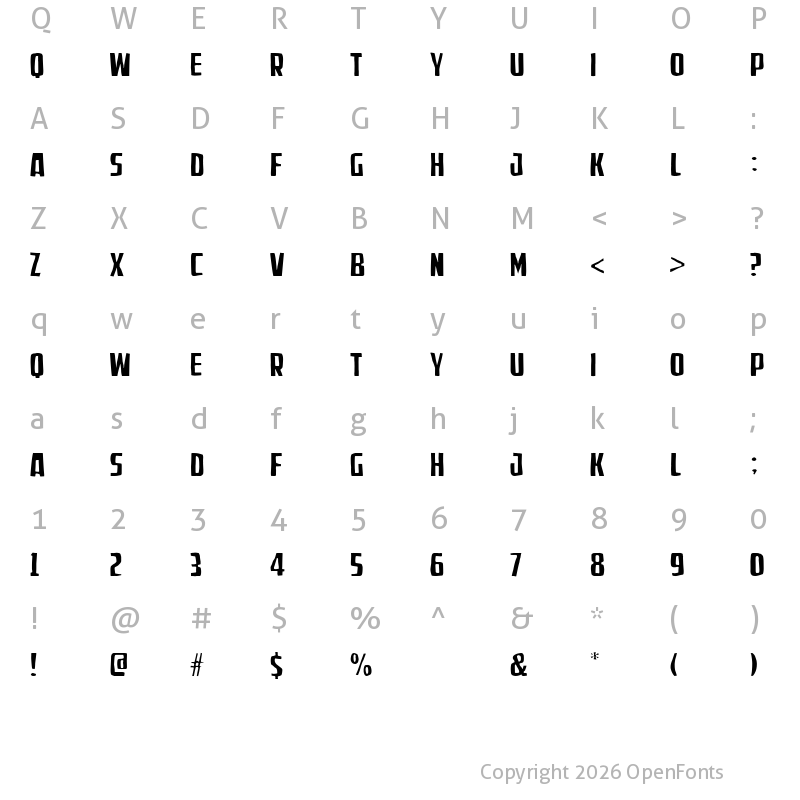 Character Map of Macizo Company Regular