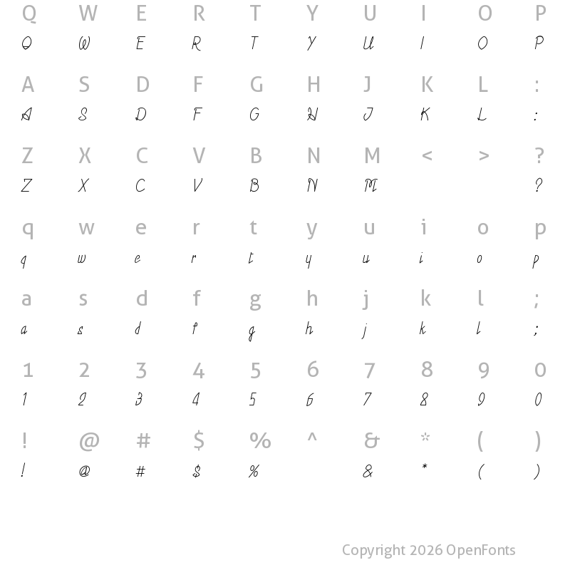 Character Map of Madalline italic