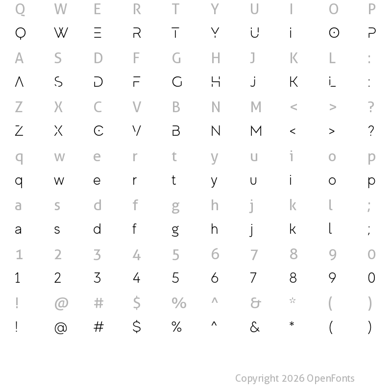 Character Map of MADE Evolve Sans EVO Light