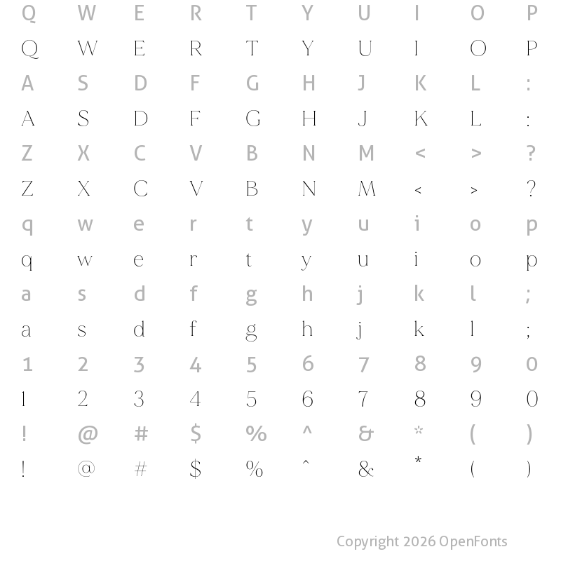 Character Map of MADE Mirage Thin
