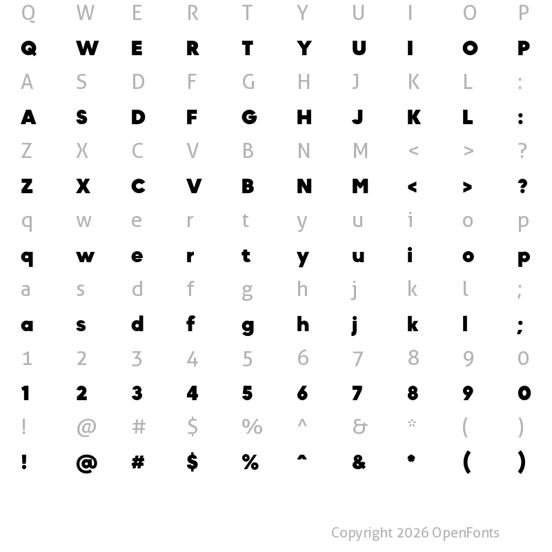 Character Map of MADE Okine Sans PERSONAL USE Black