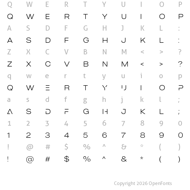 Character Map of MADE Outer Sans Alt Thin