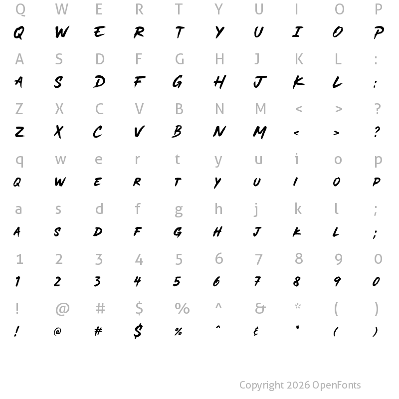 Character Map of . MADE Soulmaze Brush Regular