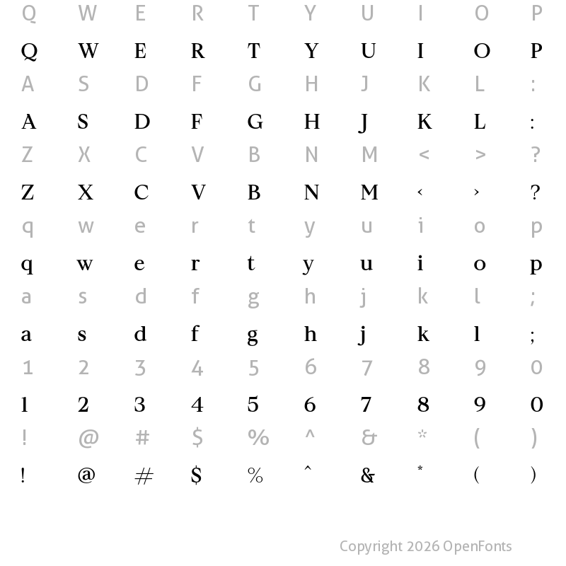 Character Map of MADE Voyager PERSONAL USE Bold