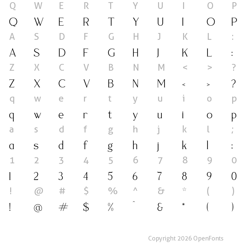 Character Map of Madeilon Duskille Regular