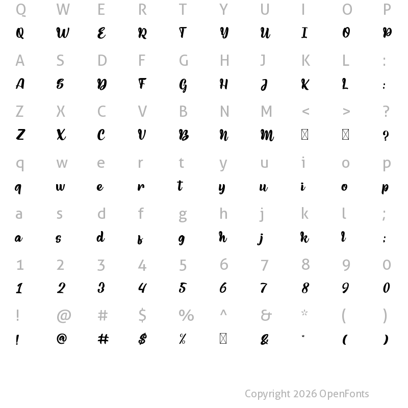 Character Map of Madino Regular