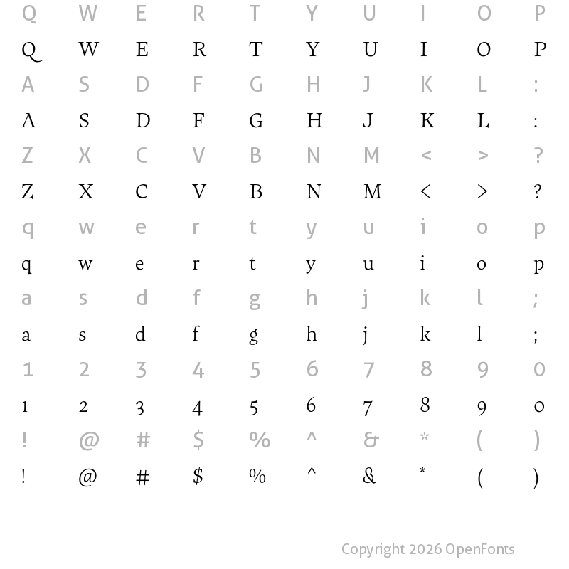 Character Map of Maecenas Light