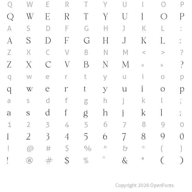 Character Map of Mafegin Regular