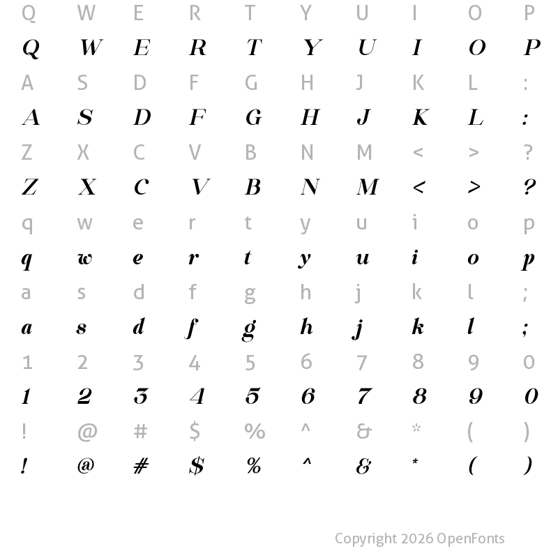 Character Map of Maferic Italic Italic