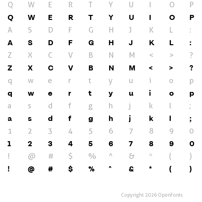 Character Map of Magazine Grotesque Bold