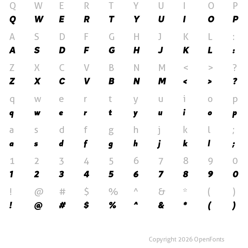 Character Map of Magdelin Black Italic