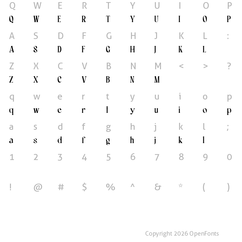 Character Map of Magely Free Regular