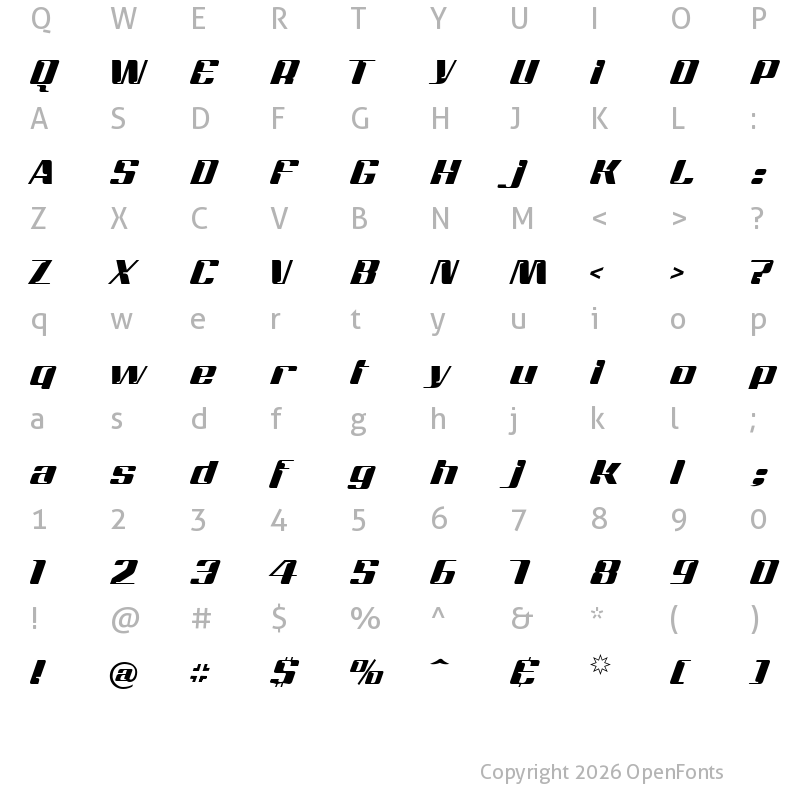 Character Map of Magenta Regular