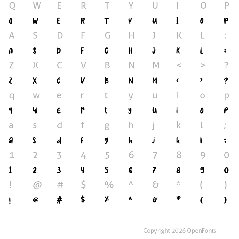 Character Map of Magic Candy Regular