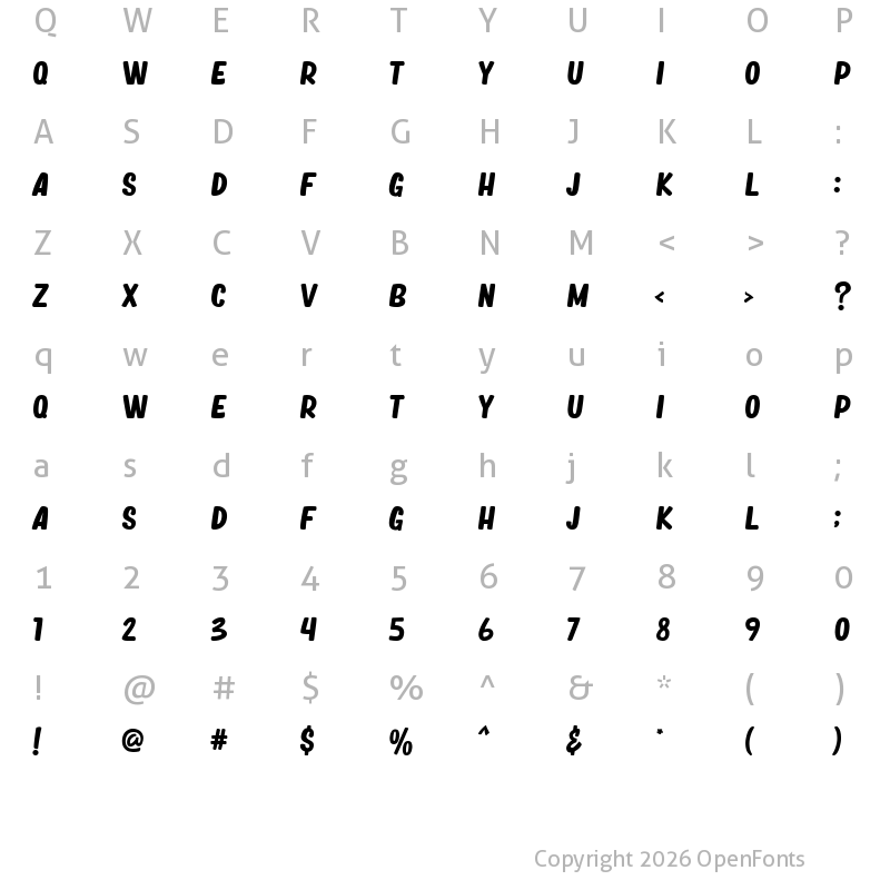 Character Map of Magic Dreams Regular