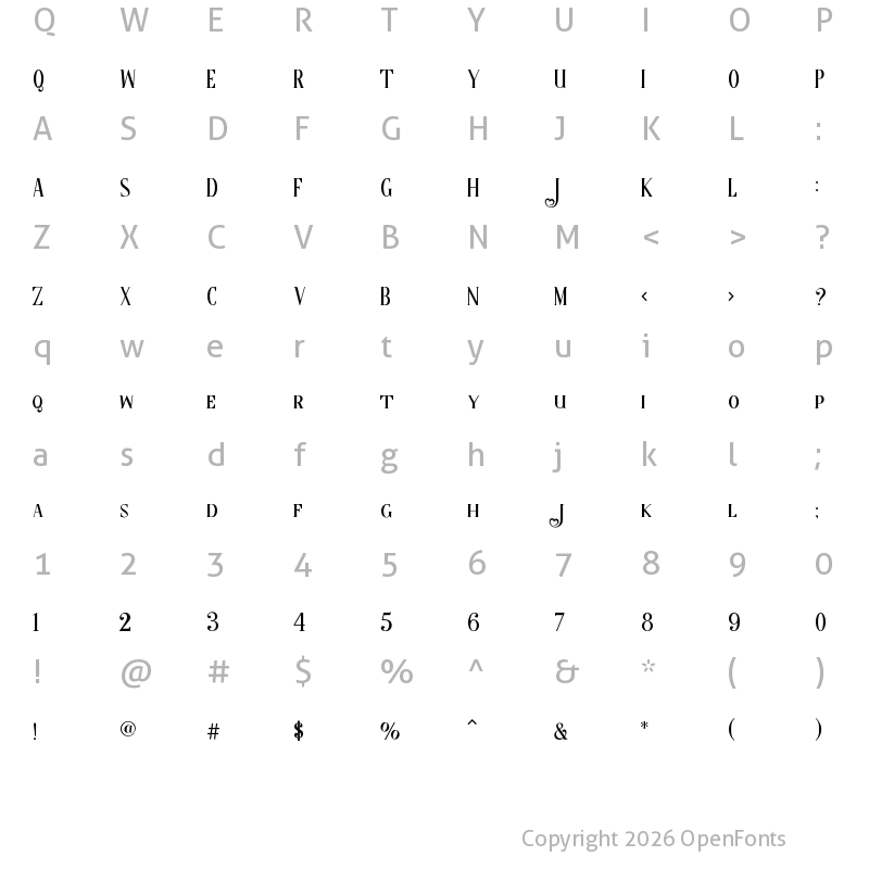 Character Map of Magic Love Regular