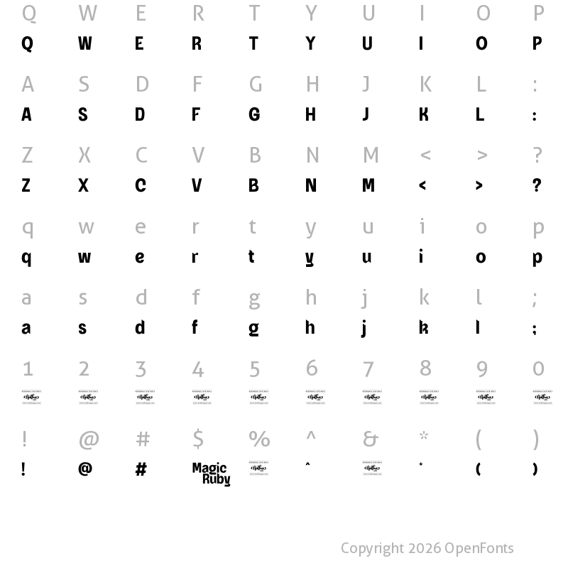 Character Map of Magic Ruby Personal Use Regular