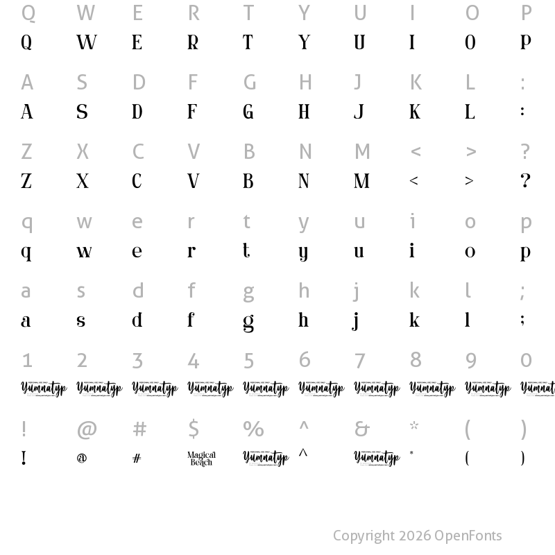 Character Map of Magical Beach Personal Use Regular