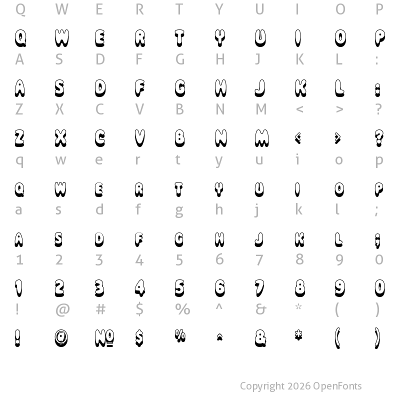 Character Map of Magical Mystery Tour Outline Shadow Regular