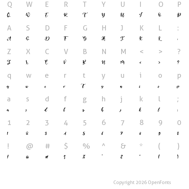 Character Map of Magical Script Regular