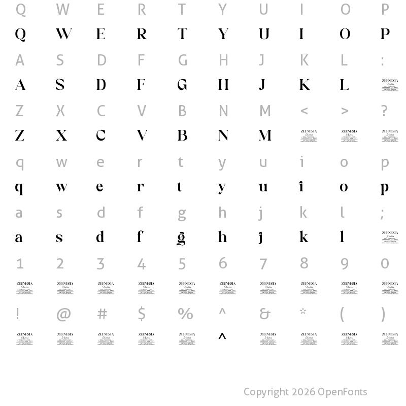Character Map of Magical Signature Personal Use Regular