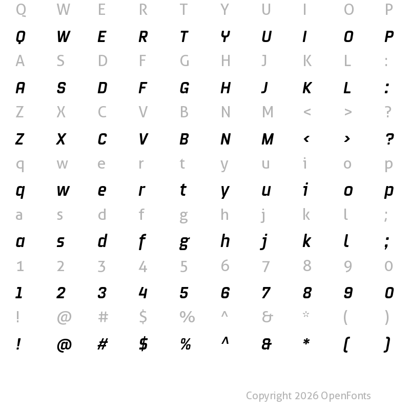 Character Map of Magion Italic