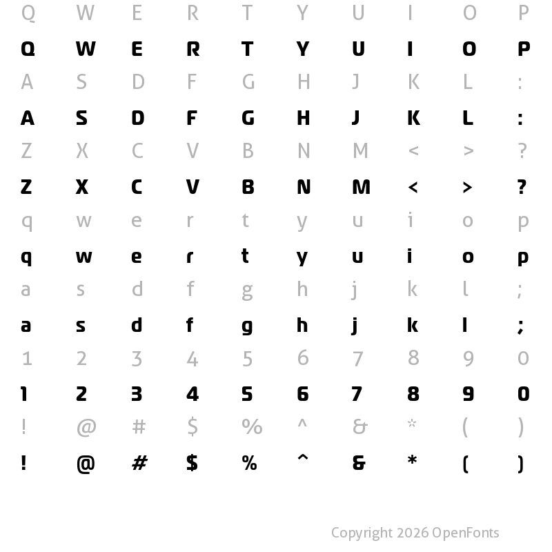 Character Map of Magistral Cond Bold