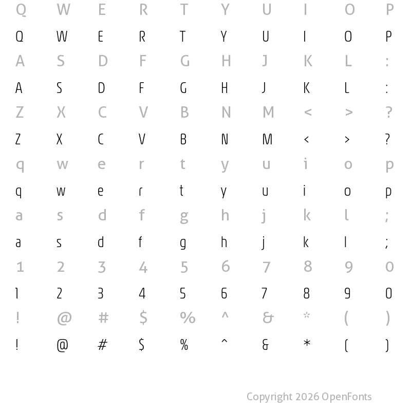 Character Map of Magistral Extra Cond Light