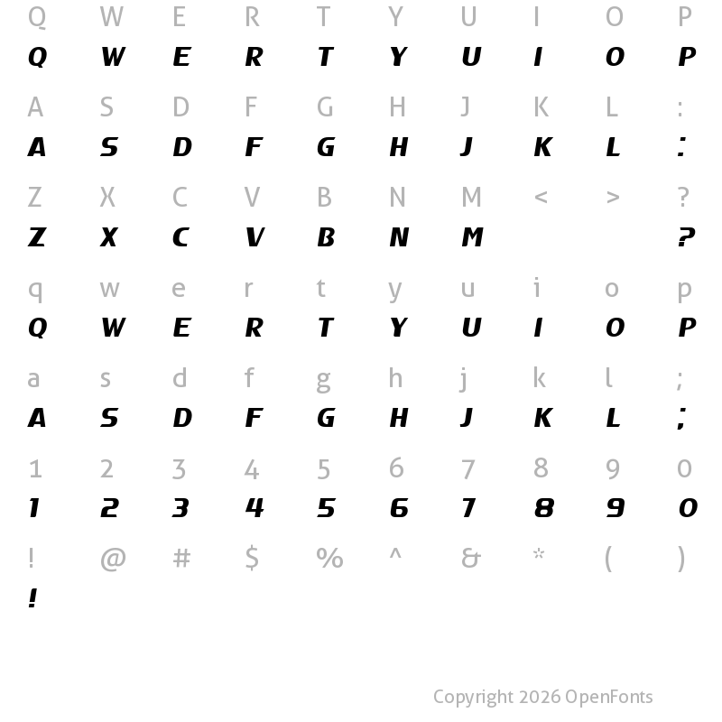 Character Map of Magistros Light Italic