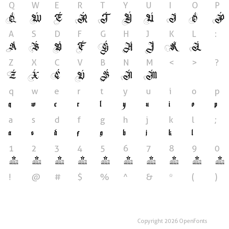Character Map of Magnific Chaos Personal Use Regular