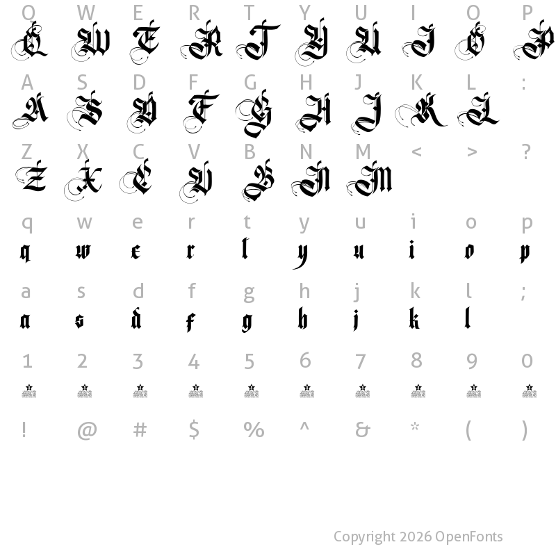 Character Map of Magnificent Personal Use Regular