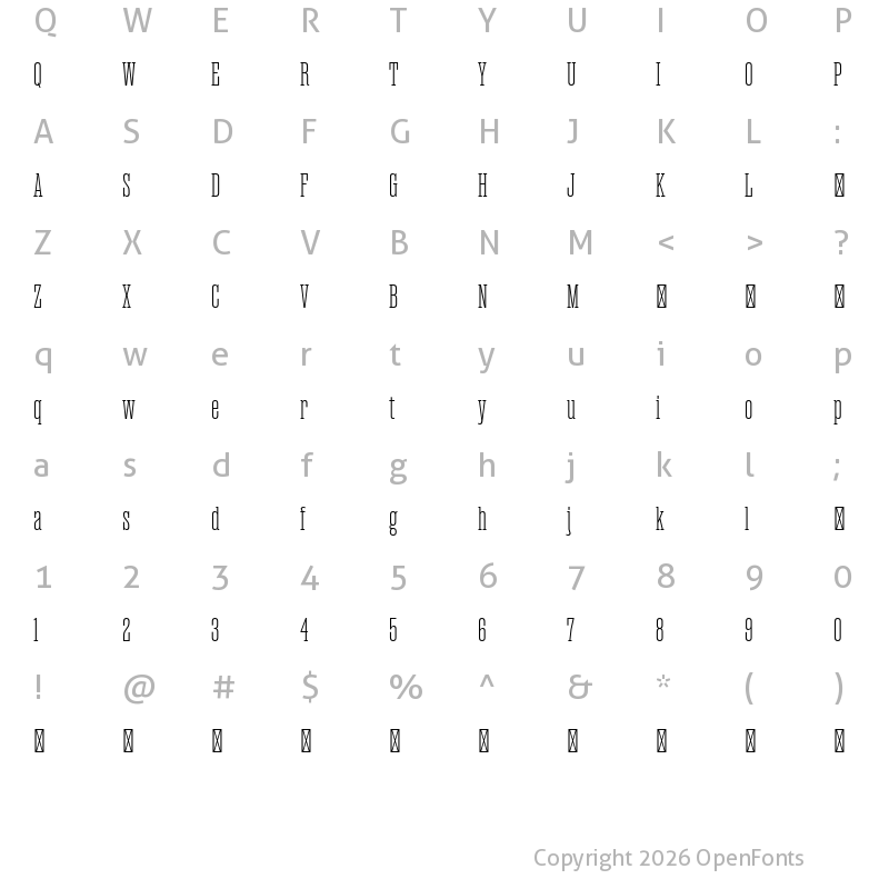 Character Map of Magno Serif Trial Light