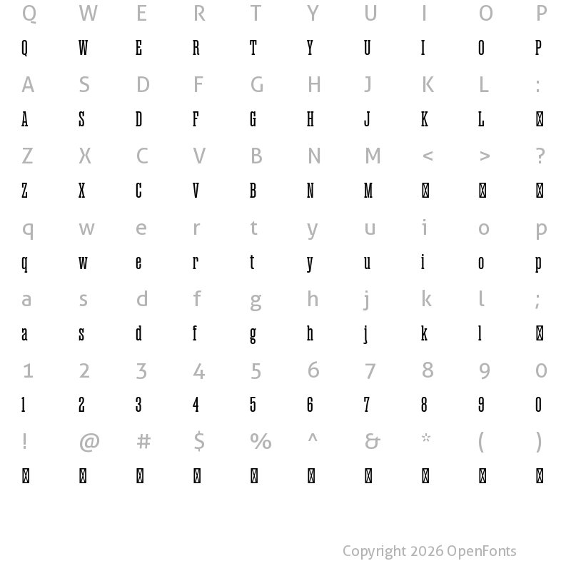 Character Map of Magno Serif Trial Medium