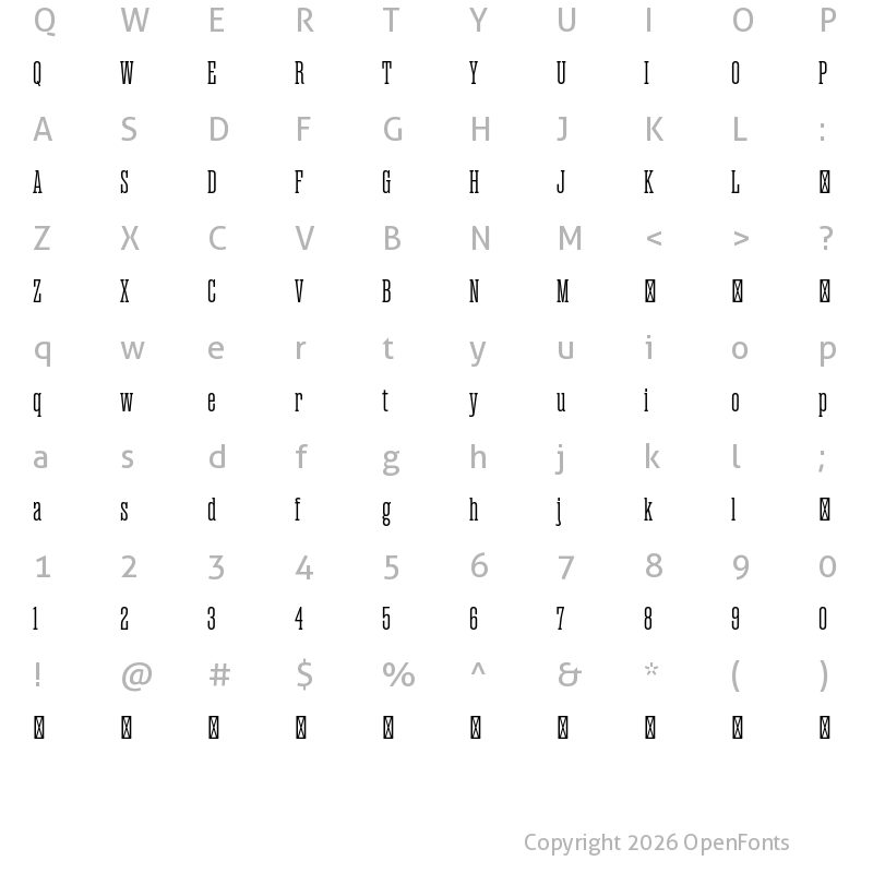 Character Map of Magno Serif Trial Regular