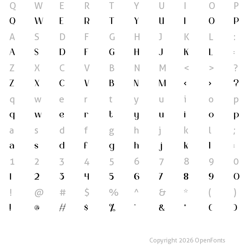 Character Map of Mahalini Regular