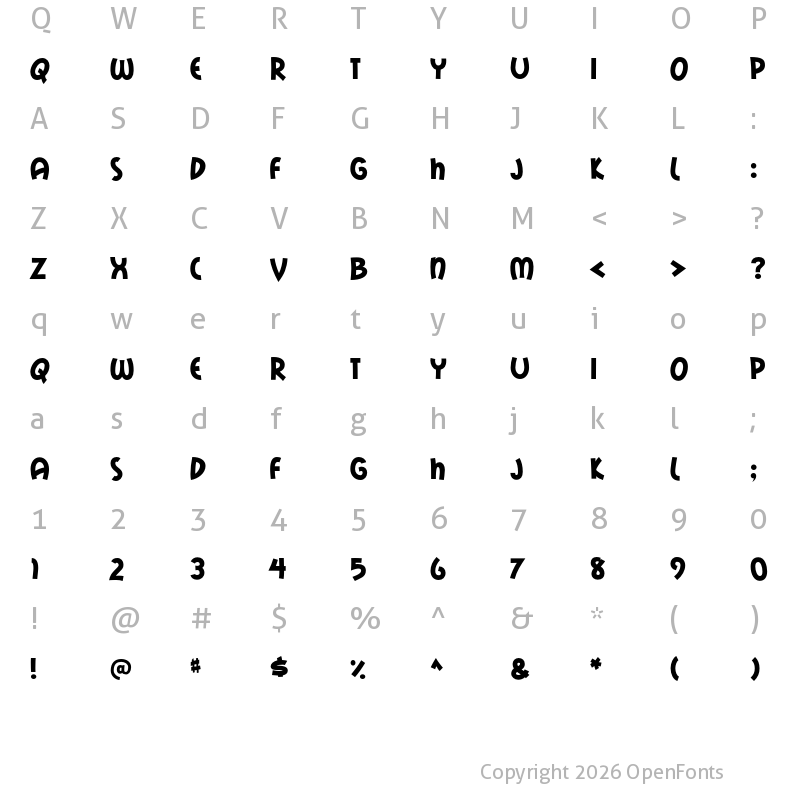 Character Map of Mail Ray Stuff Regular