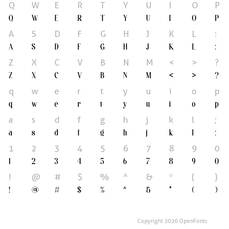 Character Map of Mailvien Regular