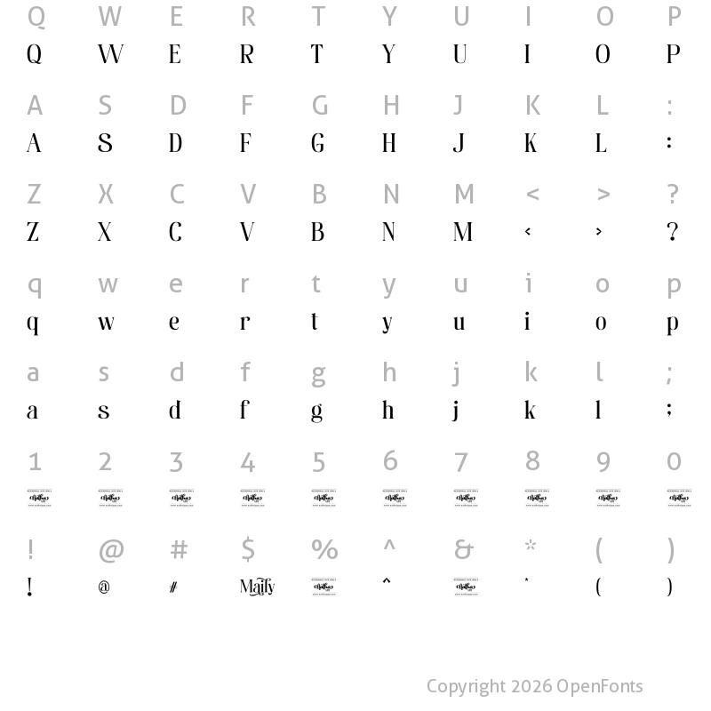 Character Map of Maily Personal Use Regular