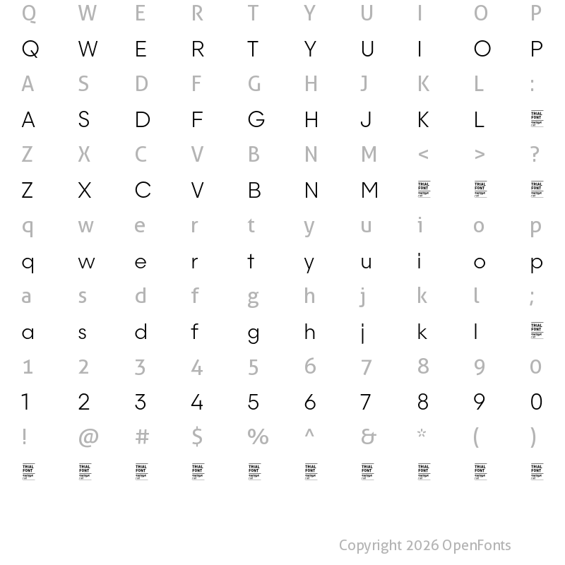 Character Map of Majorant TRIAL UltraLight
