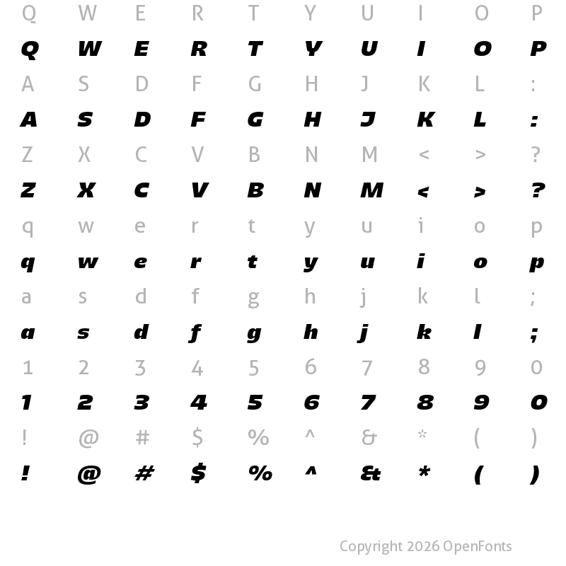 Character Map of Majoris Italic