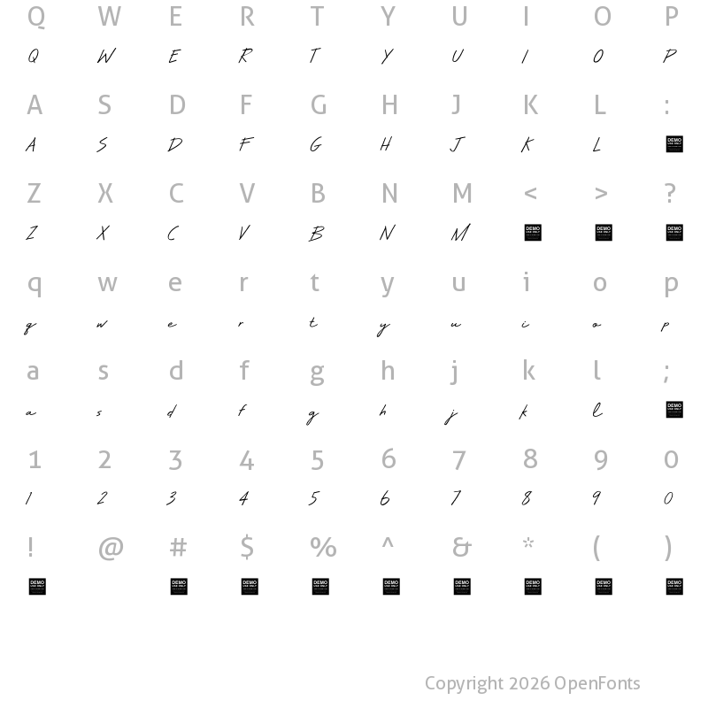 Character Map of Make Believe - Demo Regular
