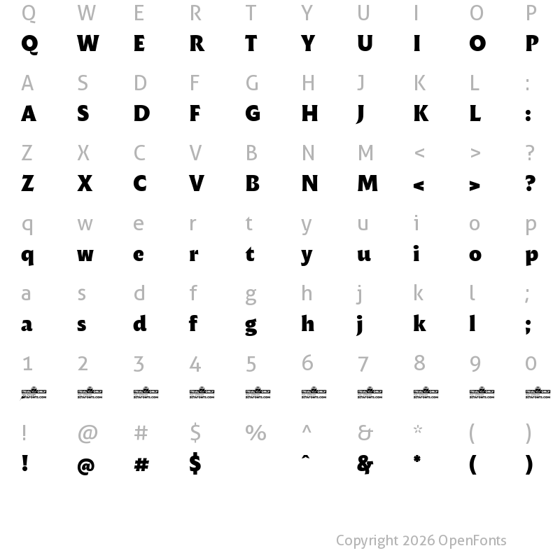 Character Map of Malik Trial Extrabold