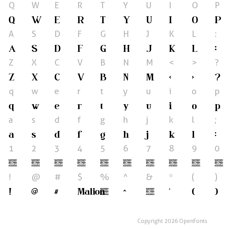 Character Map of Malion Personal Use Regular