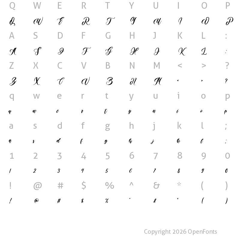Character Map of Mallaba Personal Use Only Regular