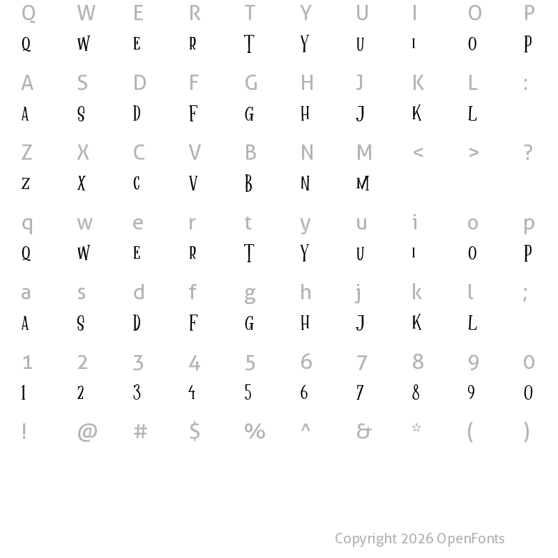 Character Map of Mallica Fairytale DEMO Regular