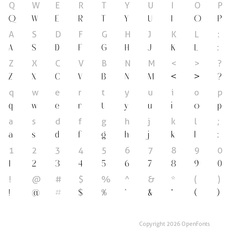 Character Map of Malone Clemettine Serif Regular