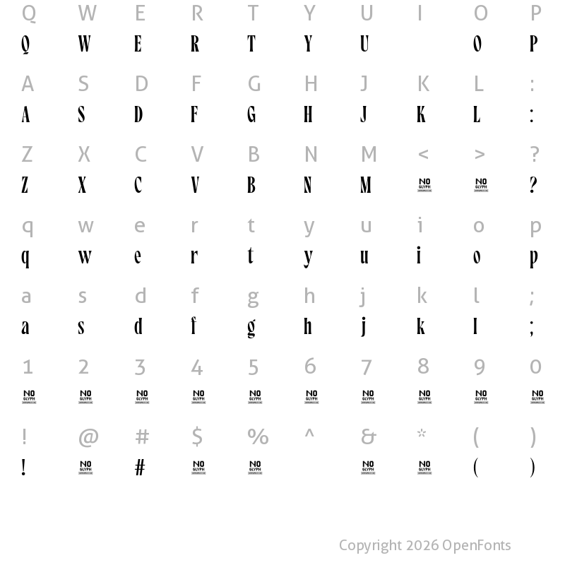Character Map of Maltiner Display Regular